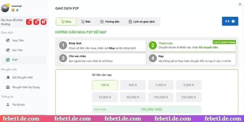 Cách rút tiền Febet đỉnh của chóp