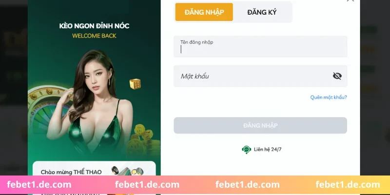 Biểu mẫu đăng nhập Febet năm 2026